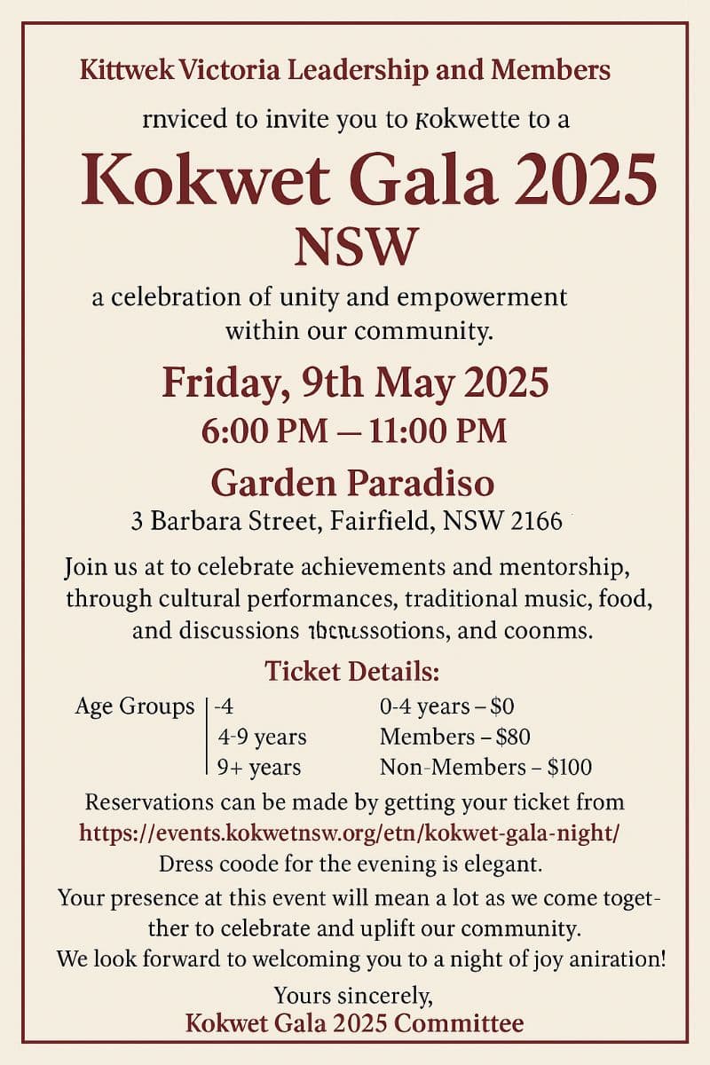 Invitation To Kokwet NSW Gala 2025